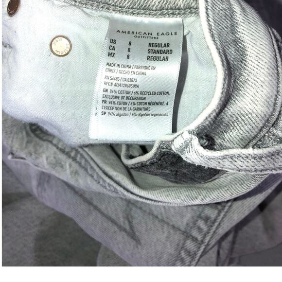 American Eagle 90s Straight Jeans Womens 8 Distressed Acid Wash Y2K, baggy, - Picture 8 of 11